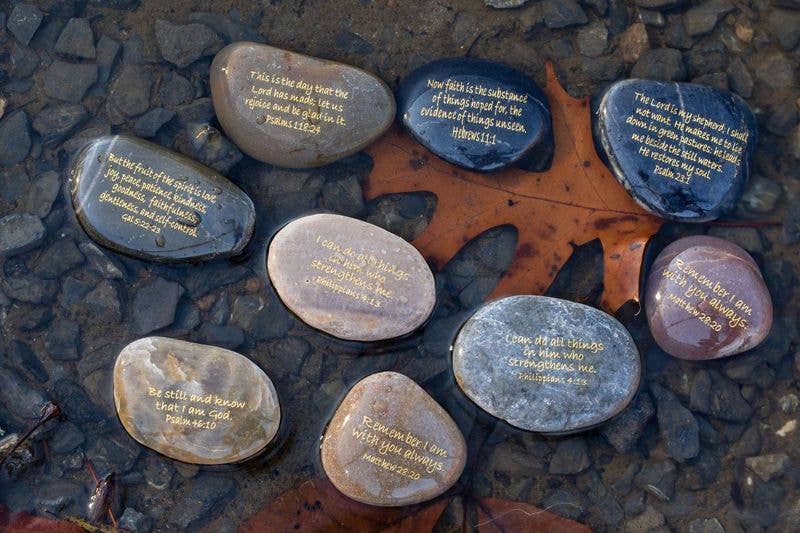 Engraved River Rock Scripture Stones