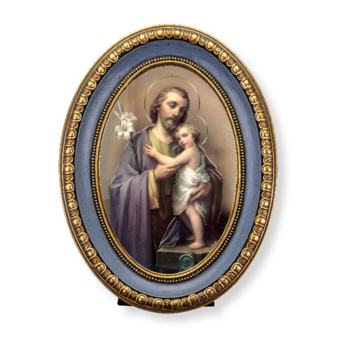 5 1/2" x 7 1/2" Oval Gold-Leaf Frame with a Saint Joseph