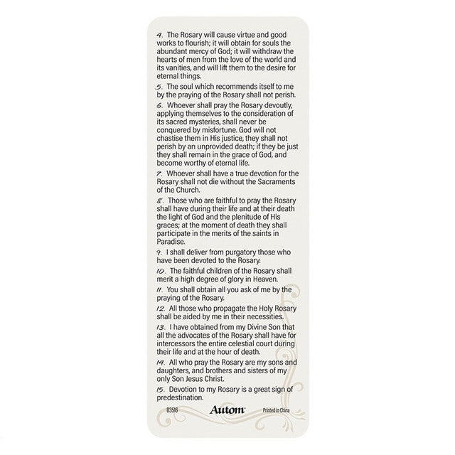 15 Promises of the Rosary Laminated Bookmark