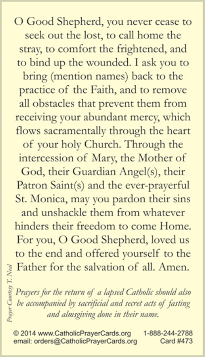 Novena Prayer for the Return of Lapsed Catholics