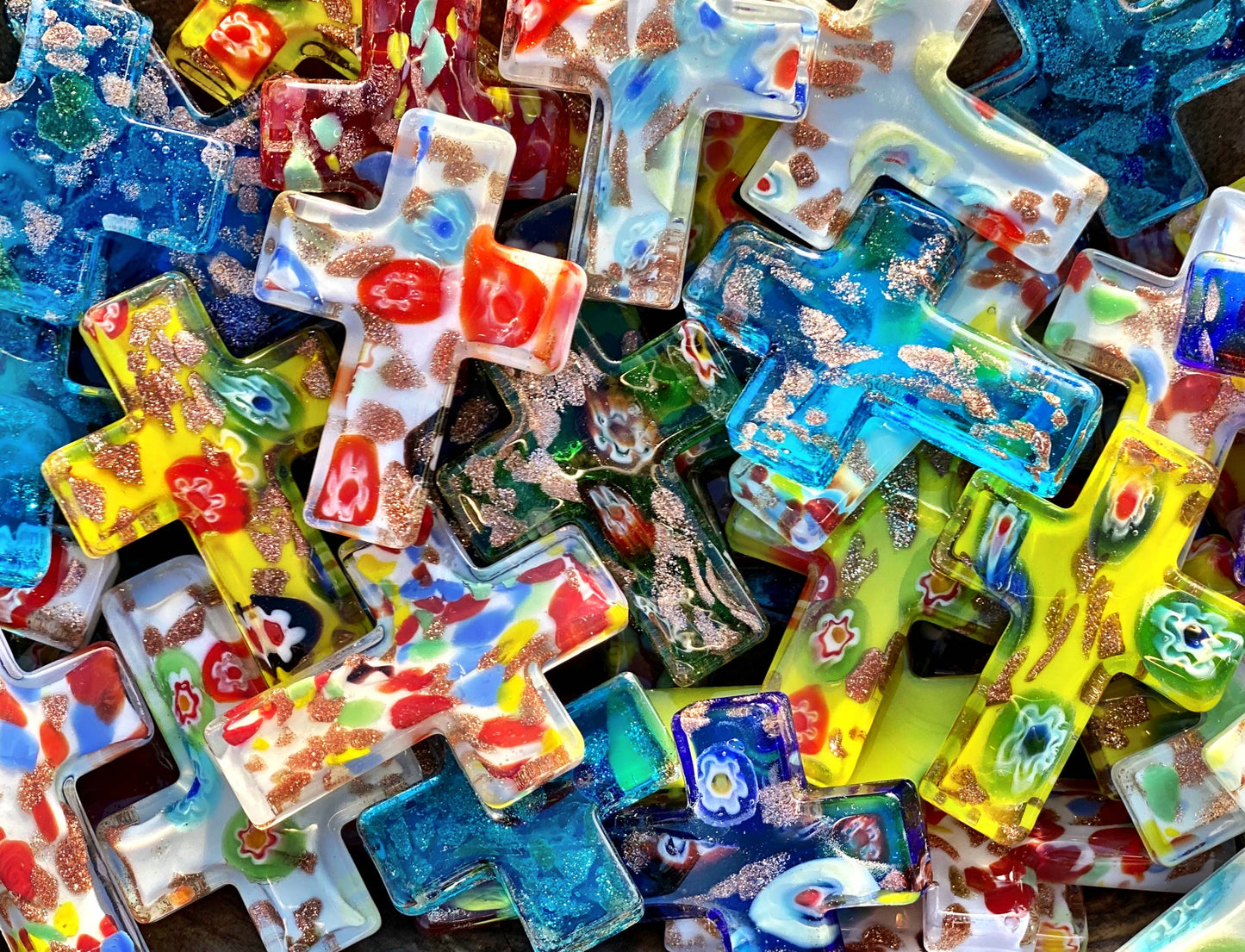 Glass Pocket Cross - Sold Individually