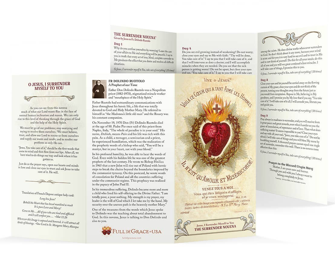 Surrender Novena Trifold Holy Card (LARGE FONT): 50 pack