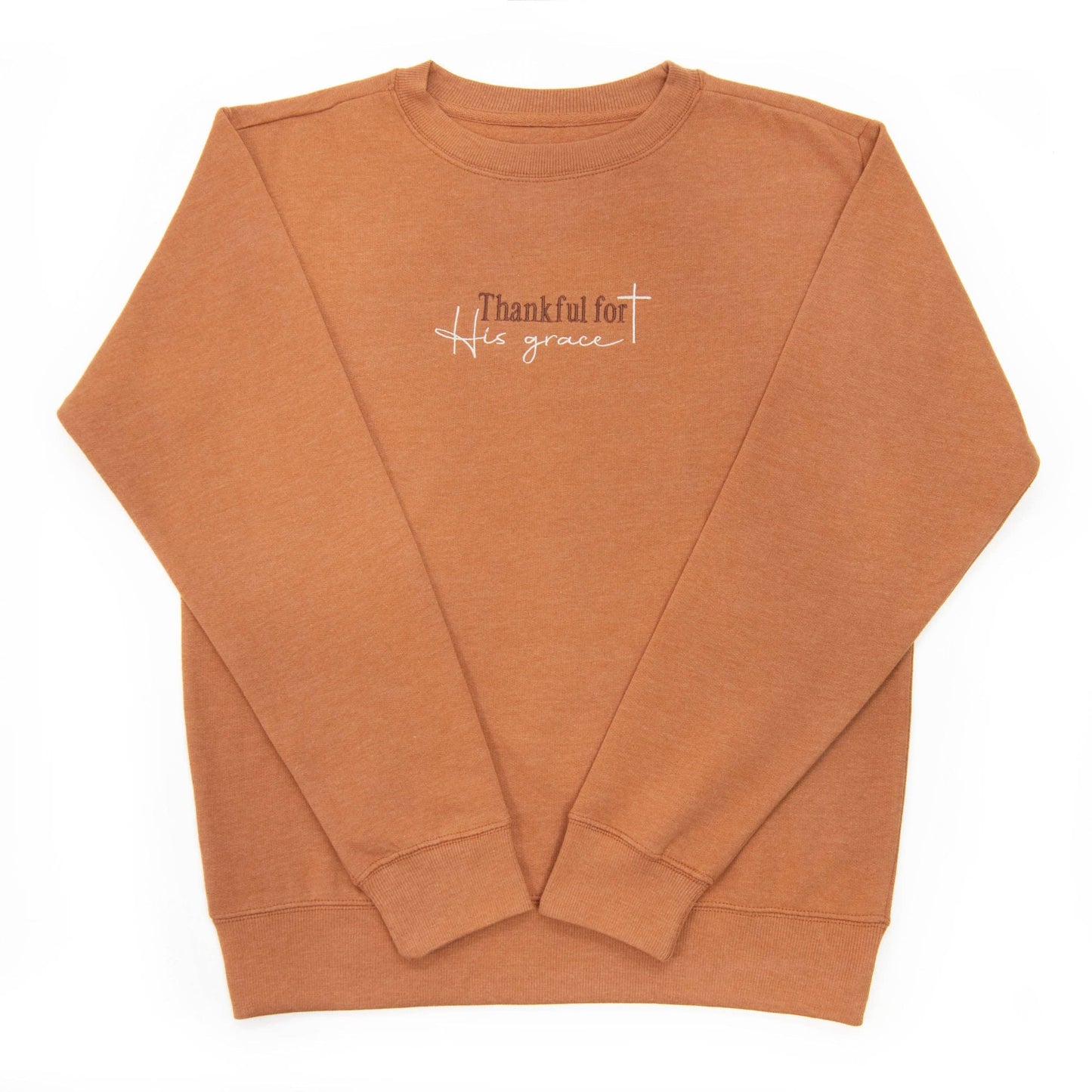 Embroidered Thankful For His Grace Sweatshirt