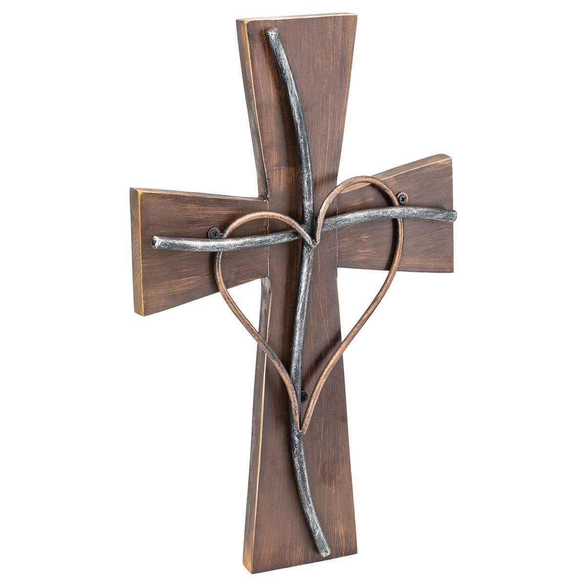 RUSTIC WOOD WALL CROSS with HEART