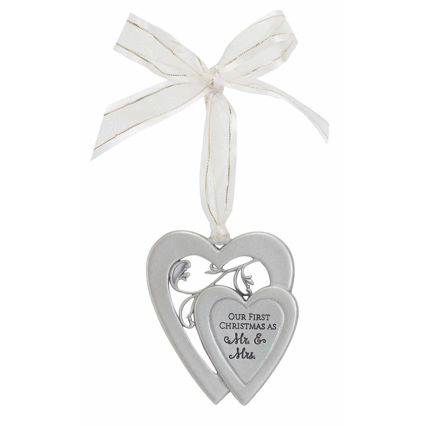 Mr. & Mrs. First Christmas Double Heart Ornament