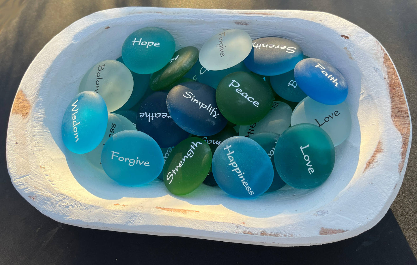 Sea Stones - Imprinted Glass Word Stones - Replica Sea Glass