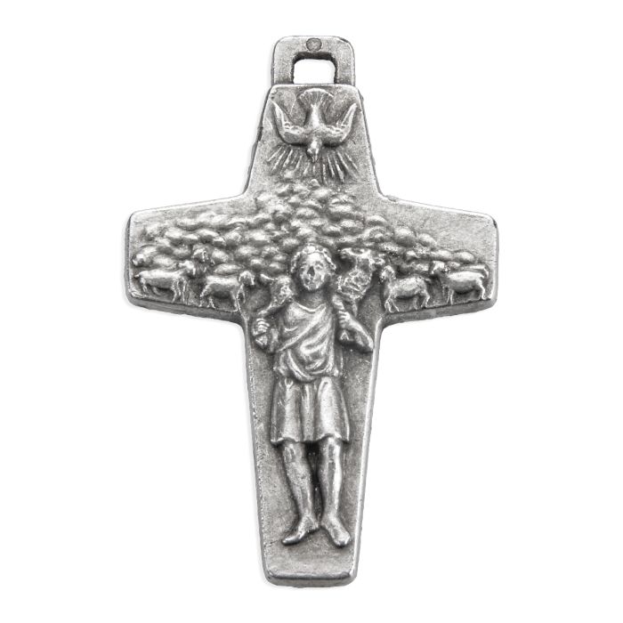 1 3/4" Pastoral Pope Francis Silver Oxidized Cross