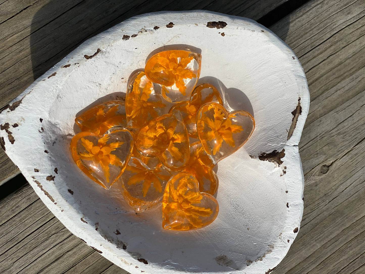 Floral Glass Pocket Hearts in Rainbow Colors