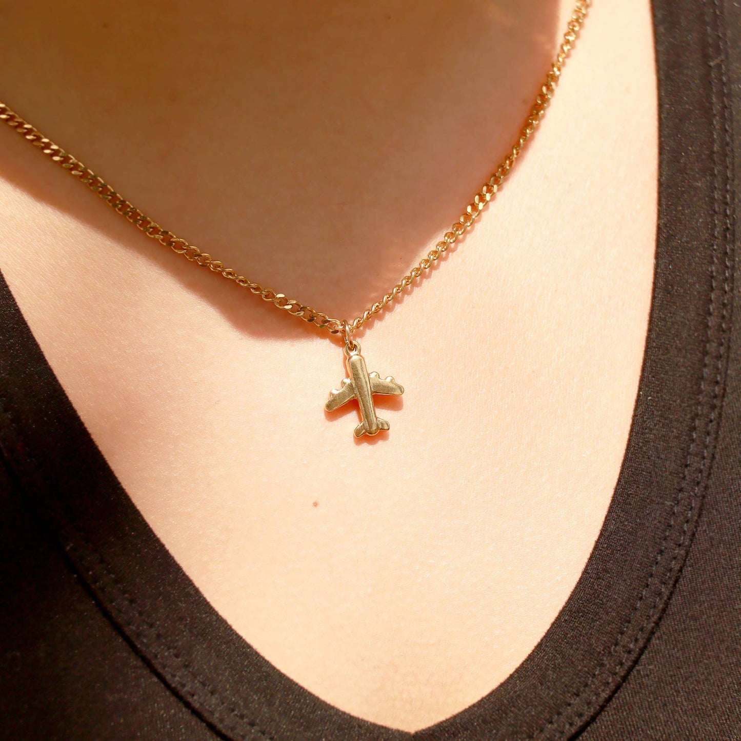 Stainless Steel Gold Curb Chain Necklace