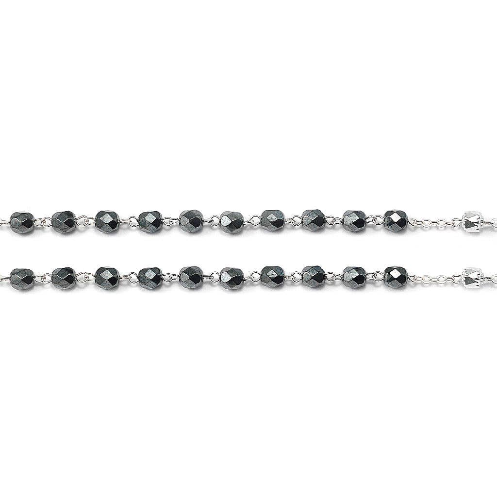 Rosaries for Men in Antique Silver with Faceted Beads