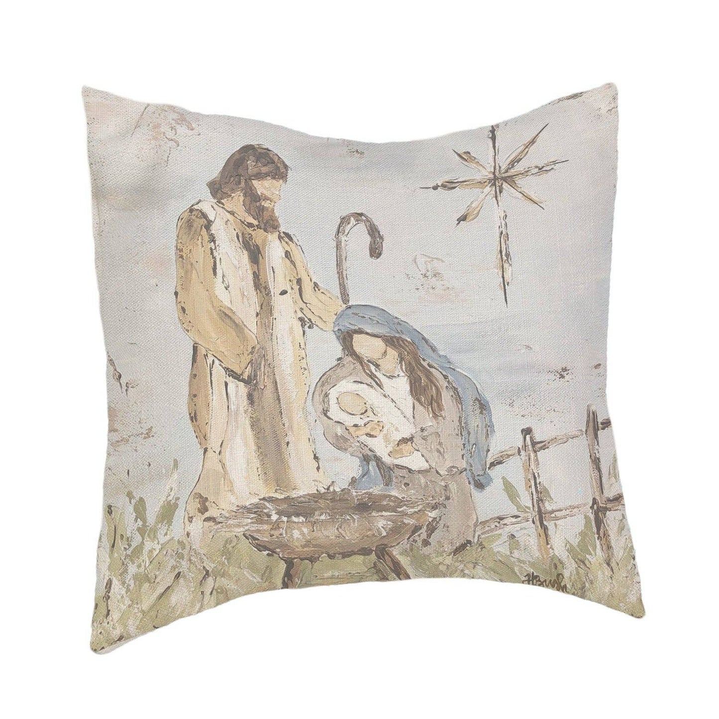 Christmas Nativity "Joseph Mary Baby" Pillow