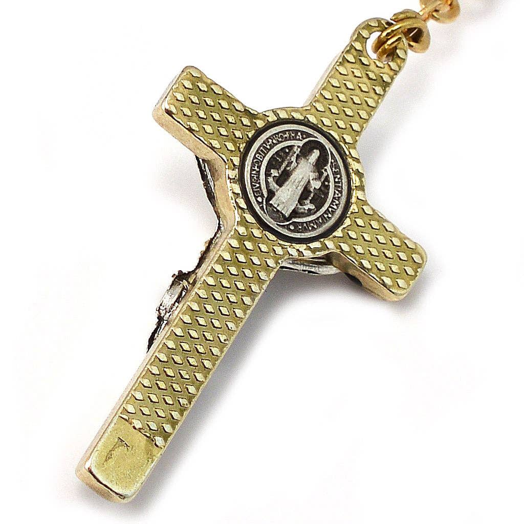 Saint Benedict Rosary with Black Italian Wood & Gold