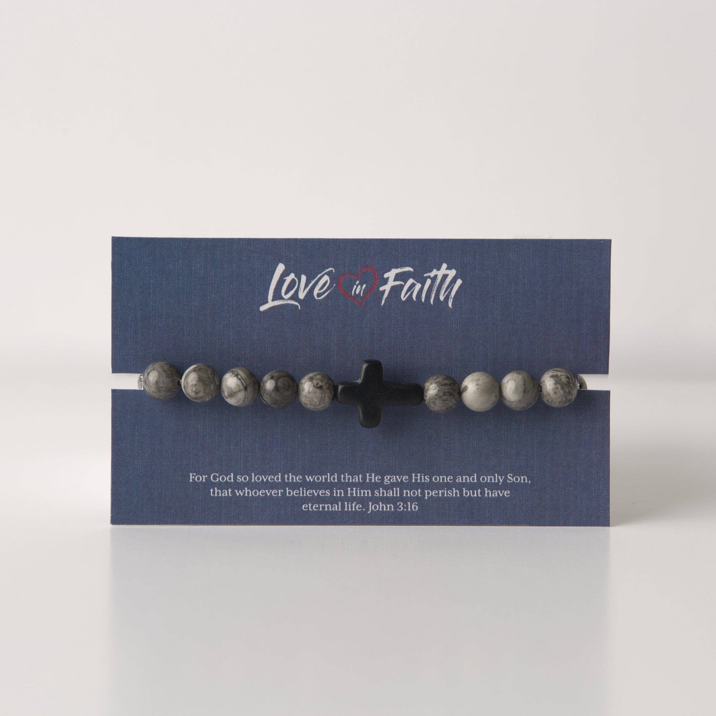 Men's Cross Stone Bead Bracelet