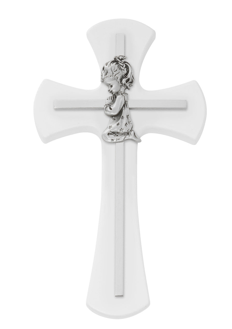 7" GIRL CROSS ON WHITE WOOD