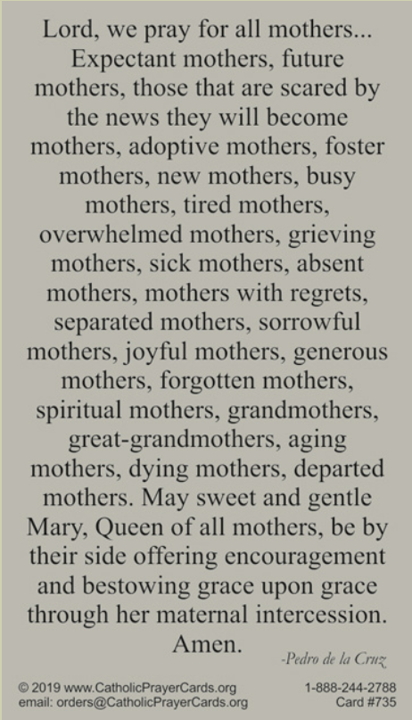 Prayer for all Mothers Card