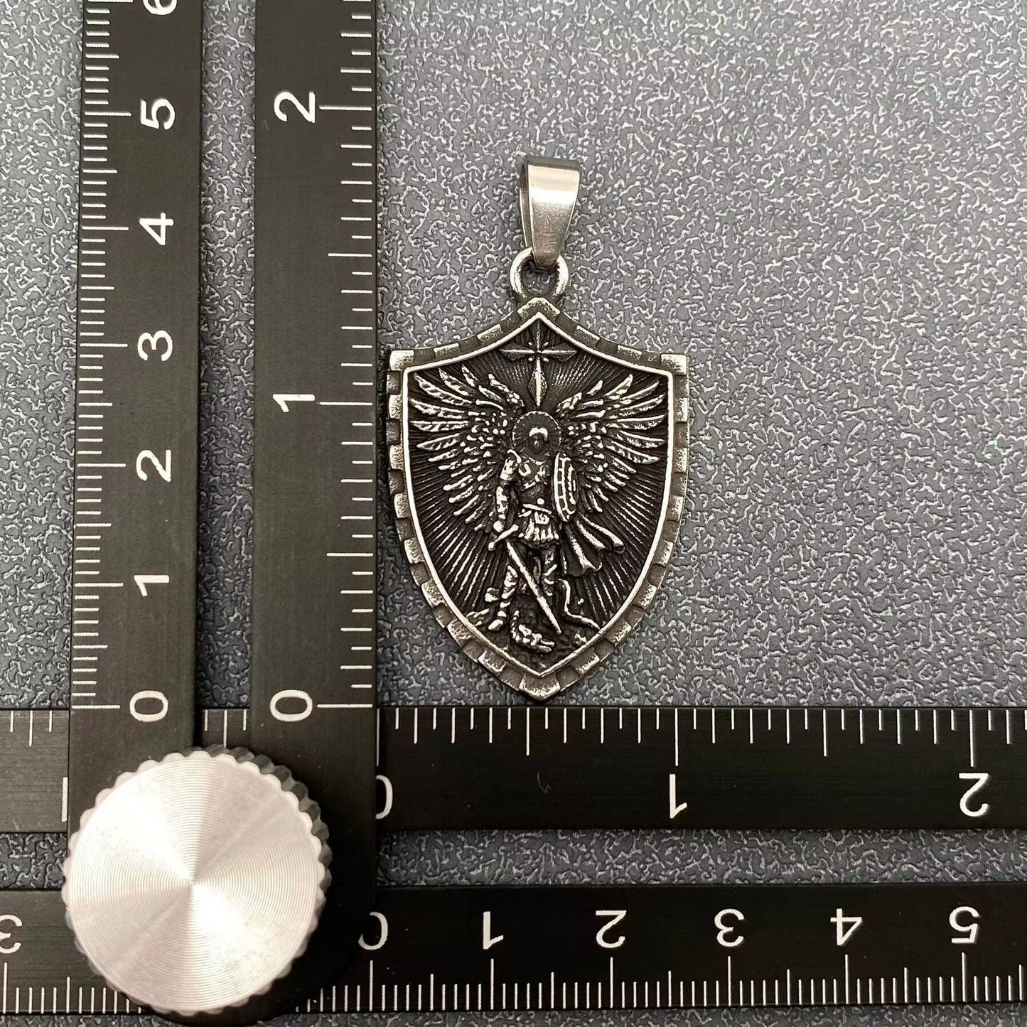 Saint Michael Archangel Shield Stainless Steel Pendant