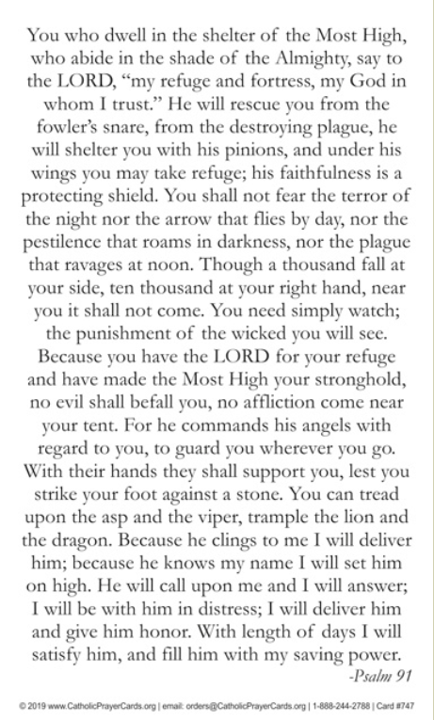 Psalm 91 Holy Card - A Soldier's Prayer