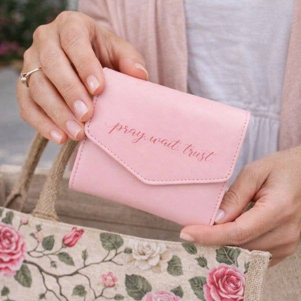 Wallet Pu Women's Pray Wait Trust Pink