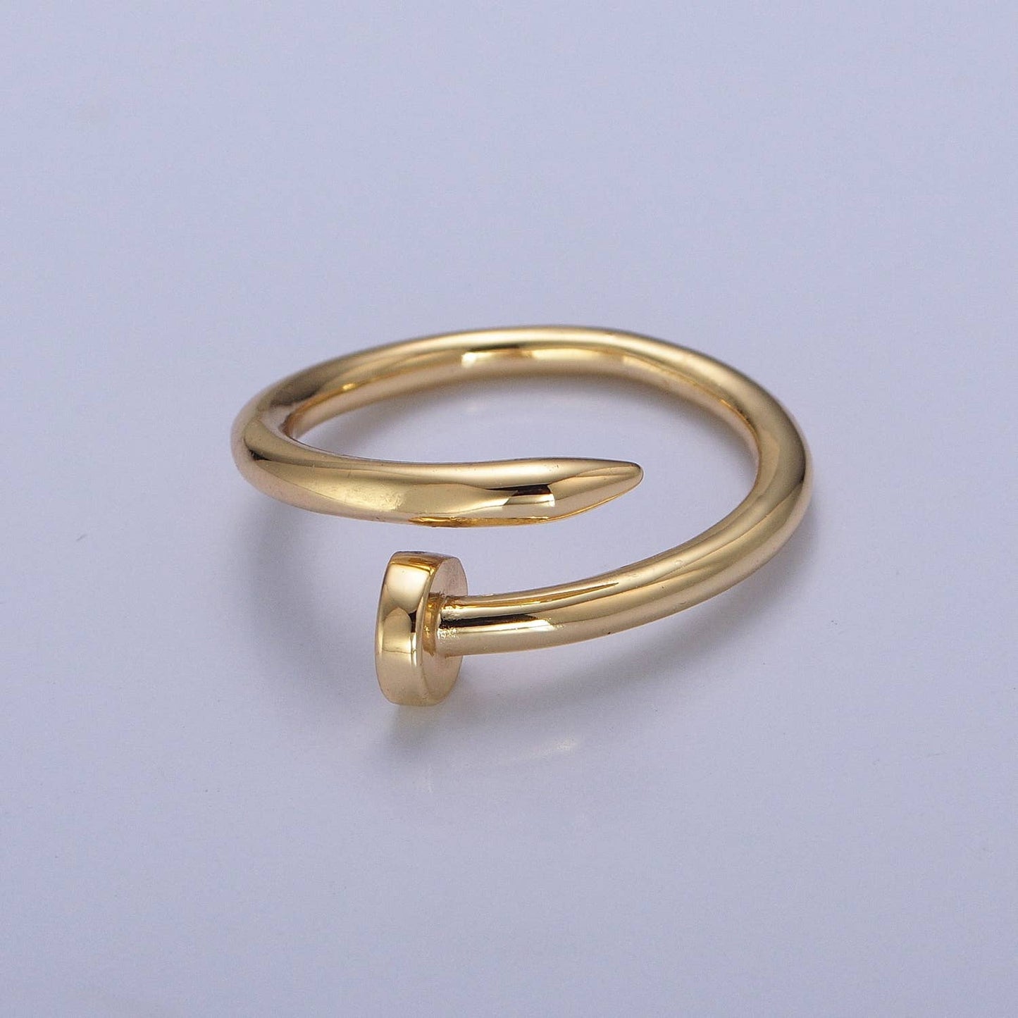 24k Gold Plated Minimal Nail Bent Ring | O-2194