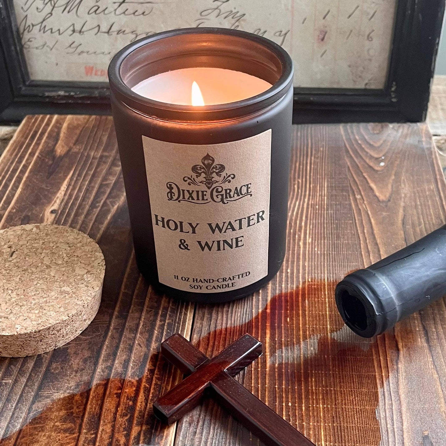 Holy Water & Wine - 11 oz Glass Candle - Cotton Wick