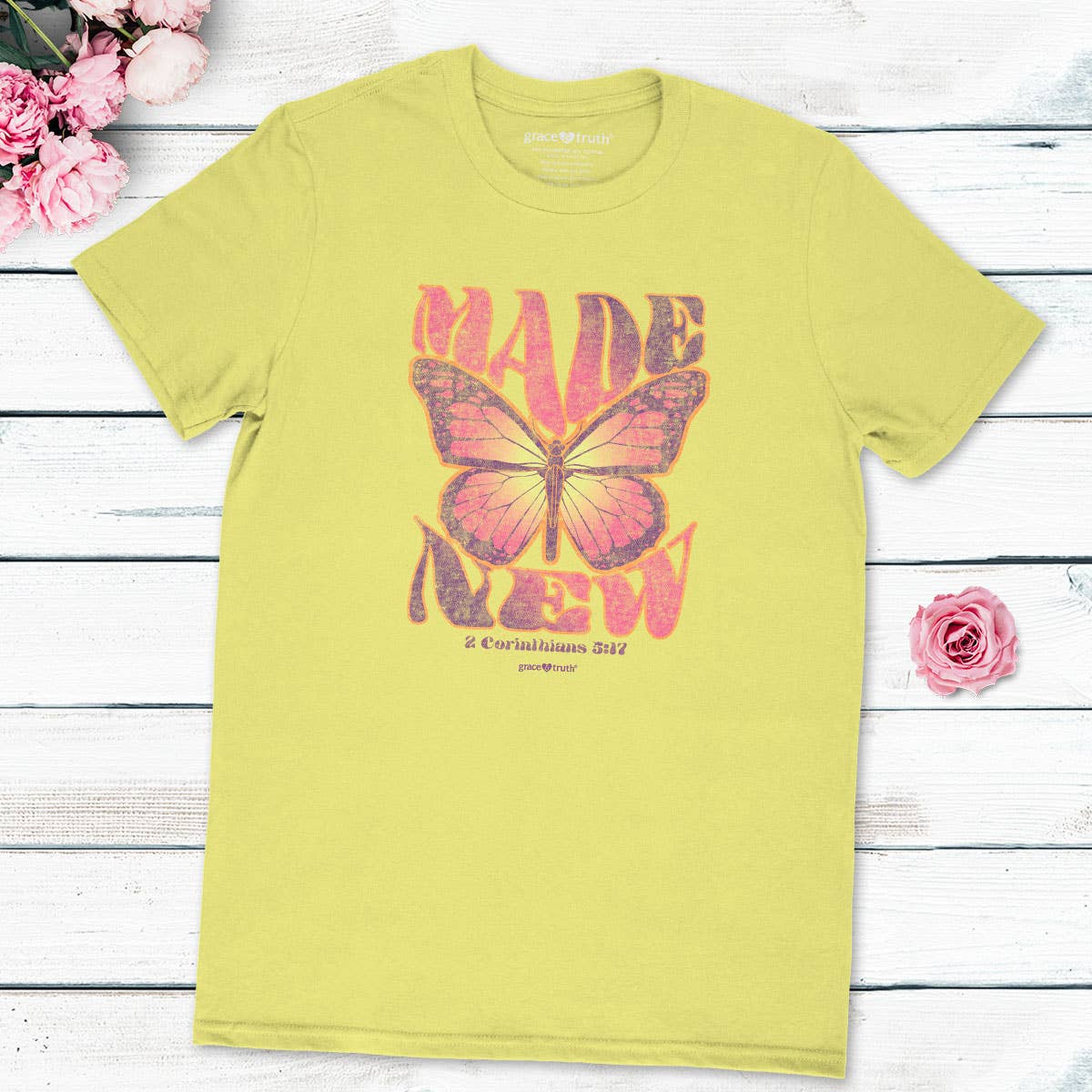 Grace & truth Womens T-Shirt Made New Butterfly