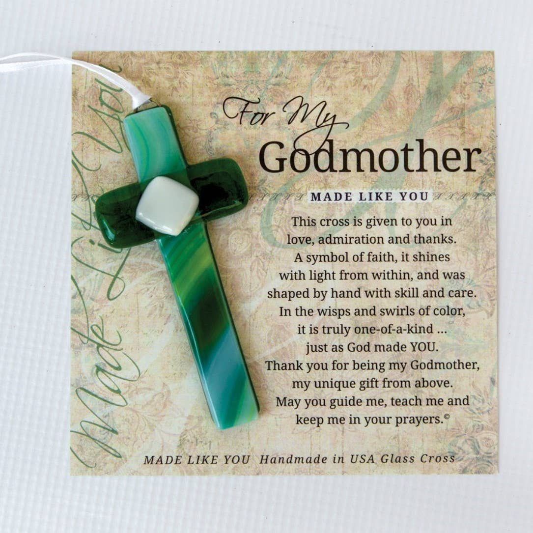 Godmother Gift USA Handmade Glass Cross