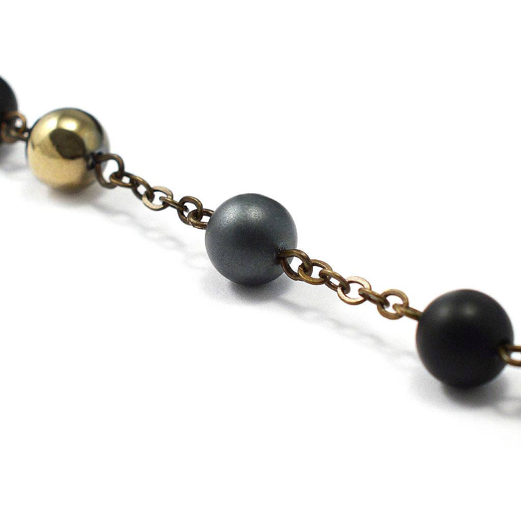 Saint Joseph Rosary in Bronze, Black & Hematite