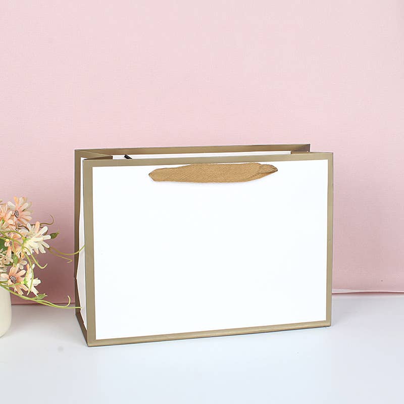 White with Gold border gift bag w/ free tissue