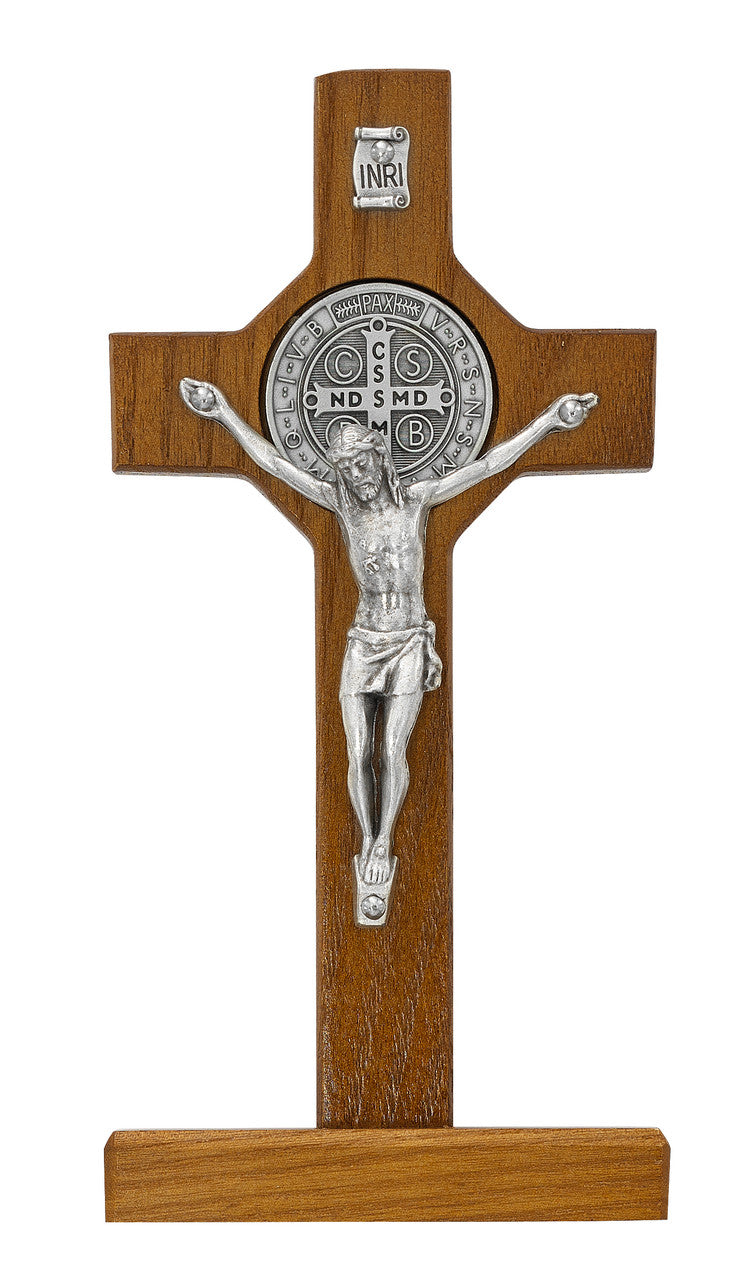 Walnut Standing Benedict Crucifix