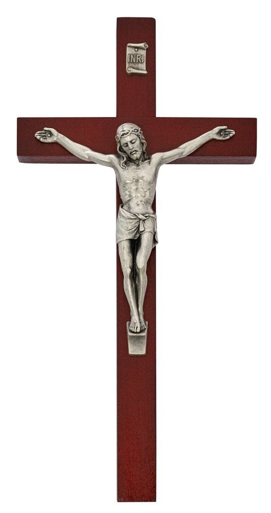 10" CHERRY CRUCIFIX SILVER CORPUS