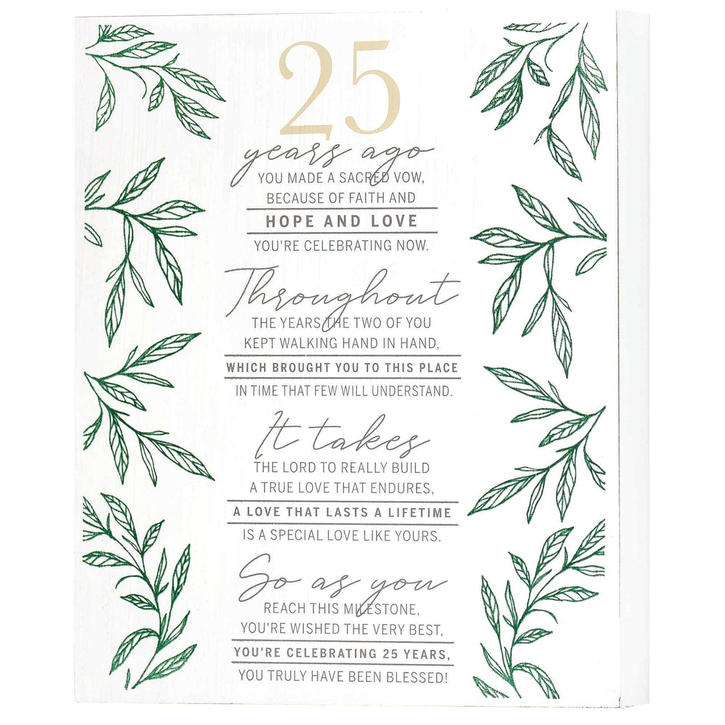 25th Wedding Anniversary Plaque 25 Years Ago Mdf Wht 8x10