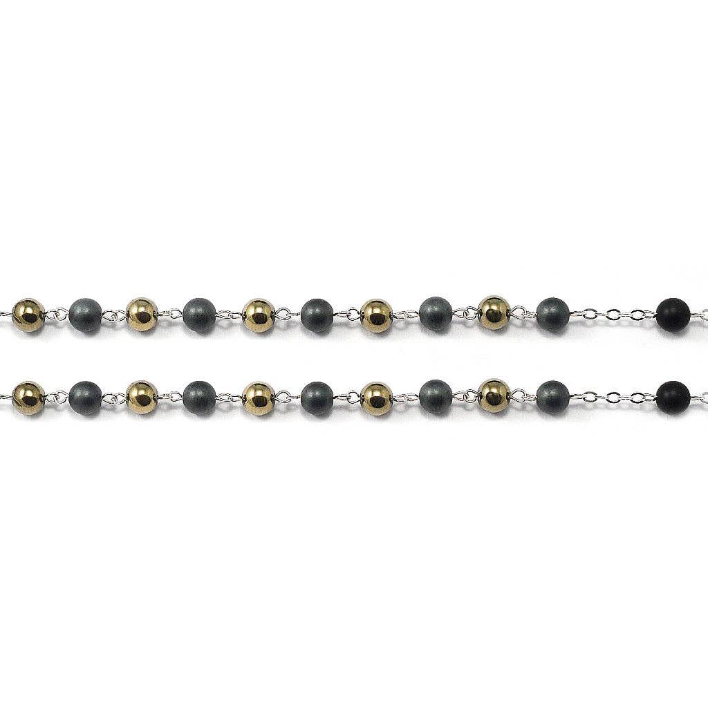 Saint Joseph Rosary in Bronze, Silver & Hematite