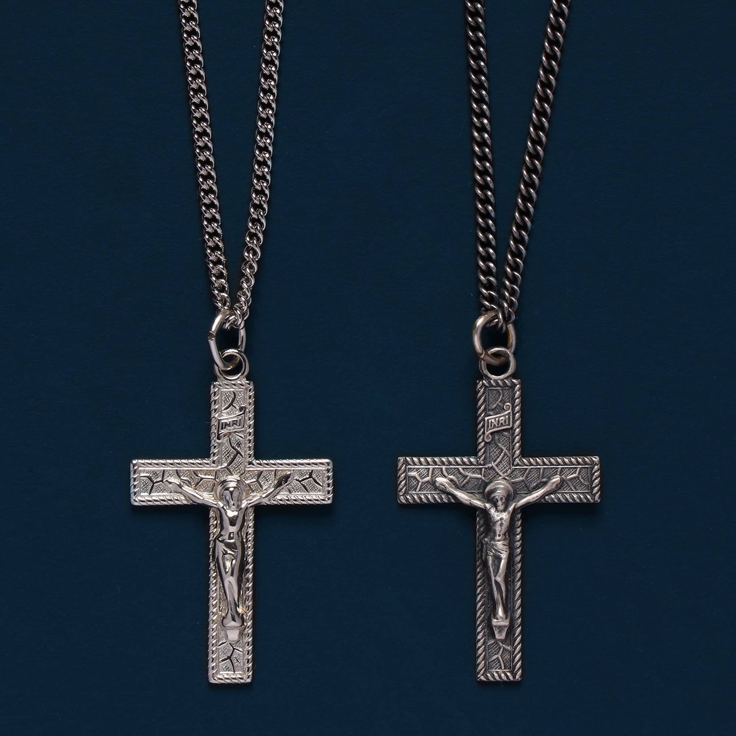 Sterling Silver Crucifix Cross Pendant Necklace for Men