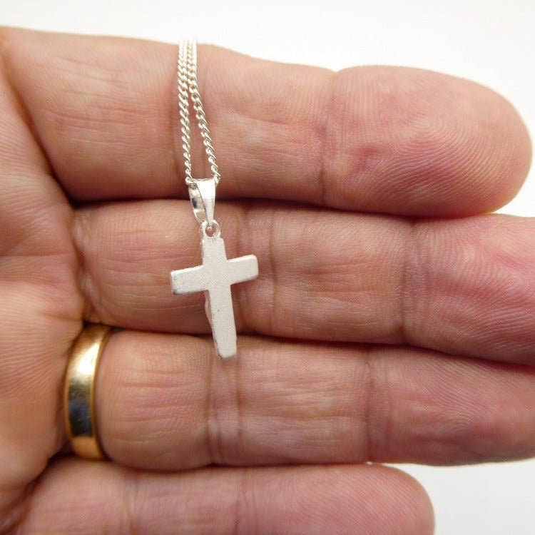 Silver Crucifix Mini Pendant Necklace 18-inch