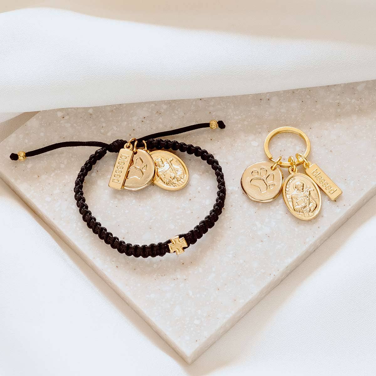 Pet Blessings Woven Bracelet & Pet Tag Set /Silver