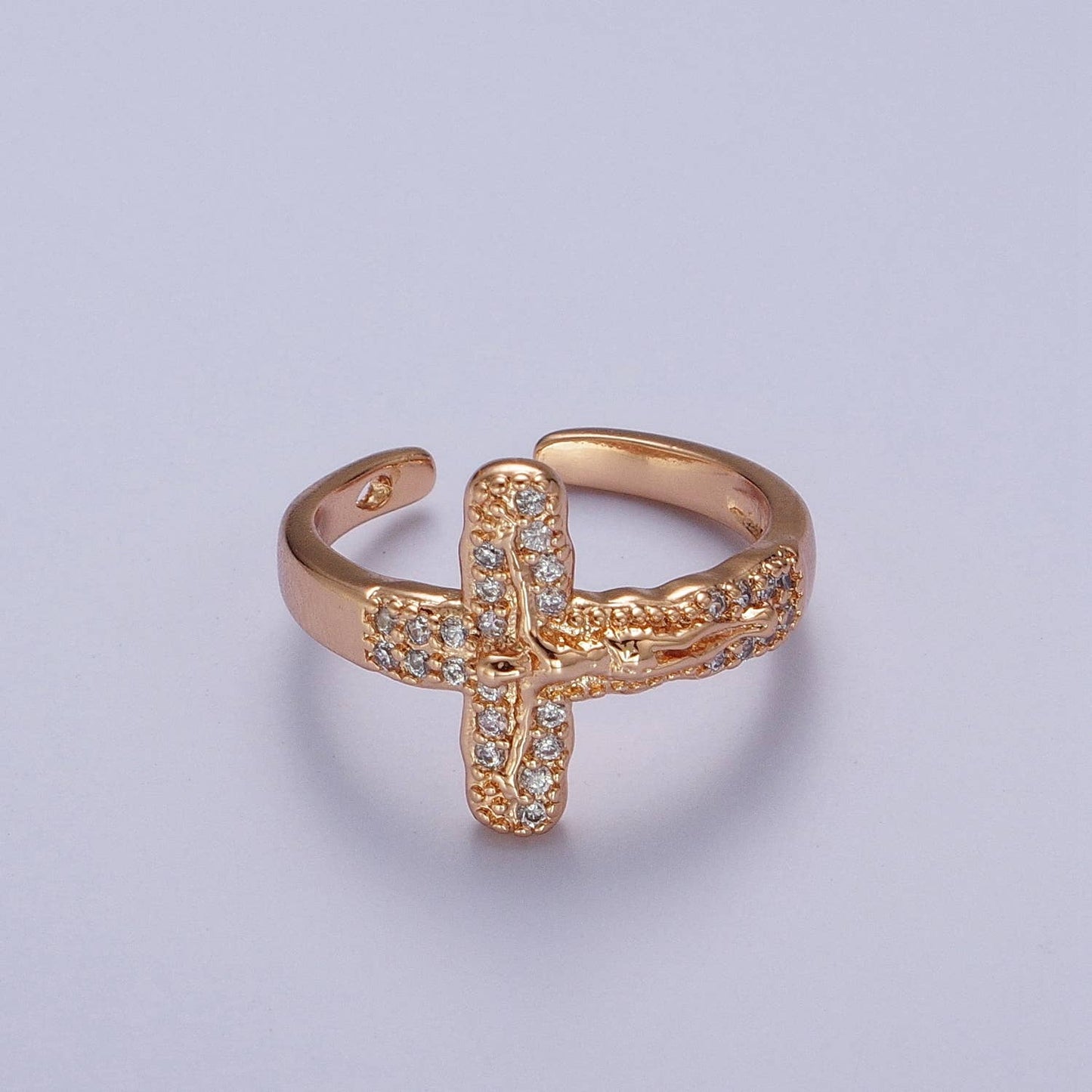 18K Gold Plated Religious Bold Crucifix Catholic Ring