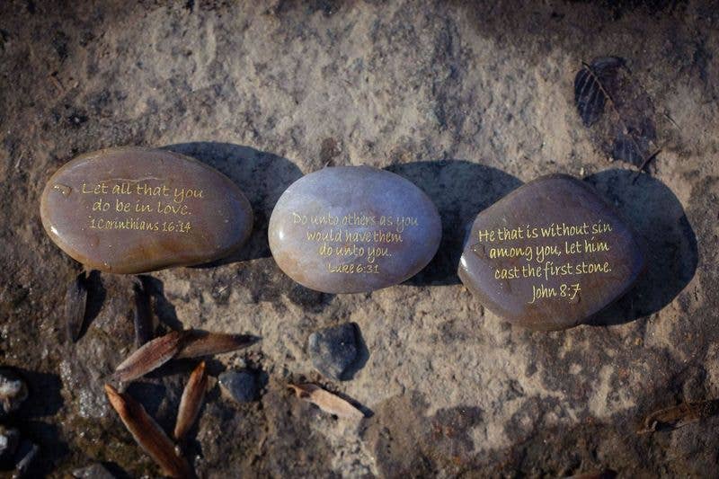 Engraved River Rock Scripture Stones