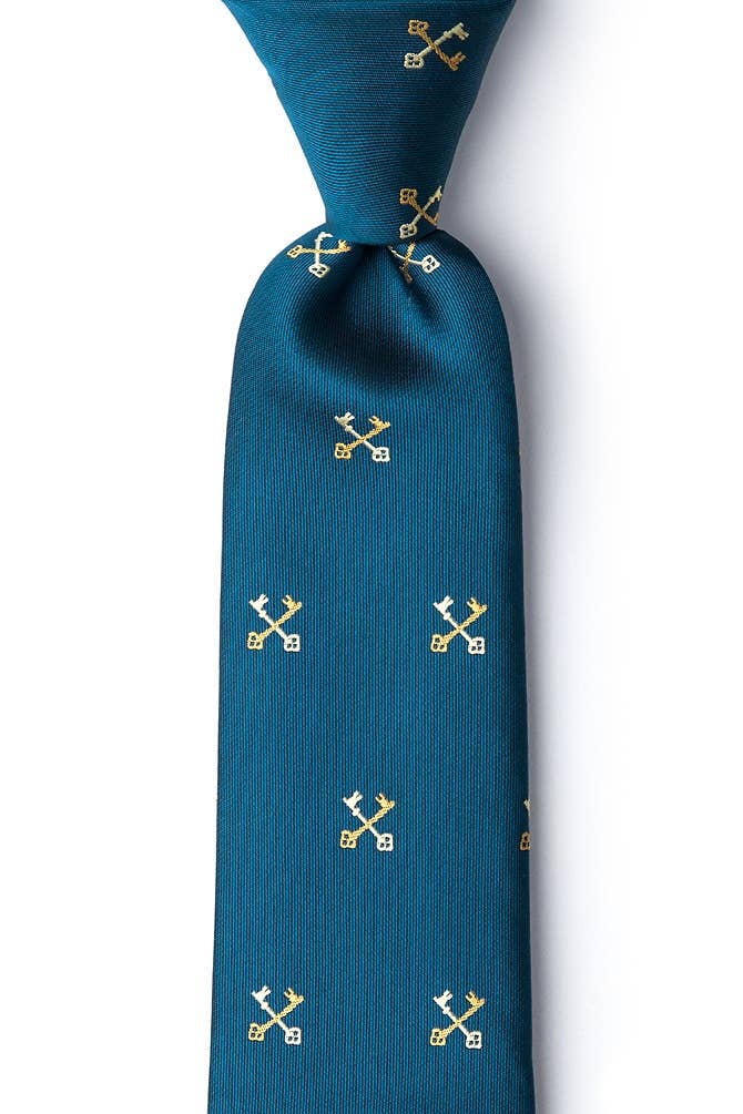 Crossed Keys Tie by Wild Ties - Teal Microfiber