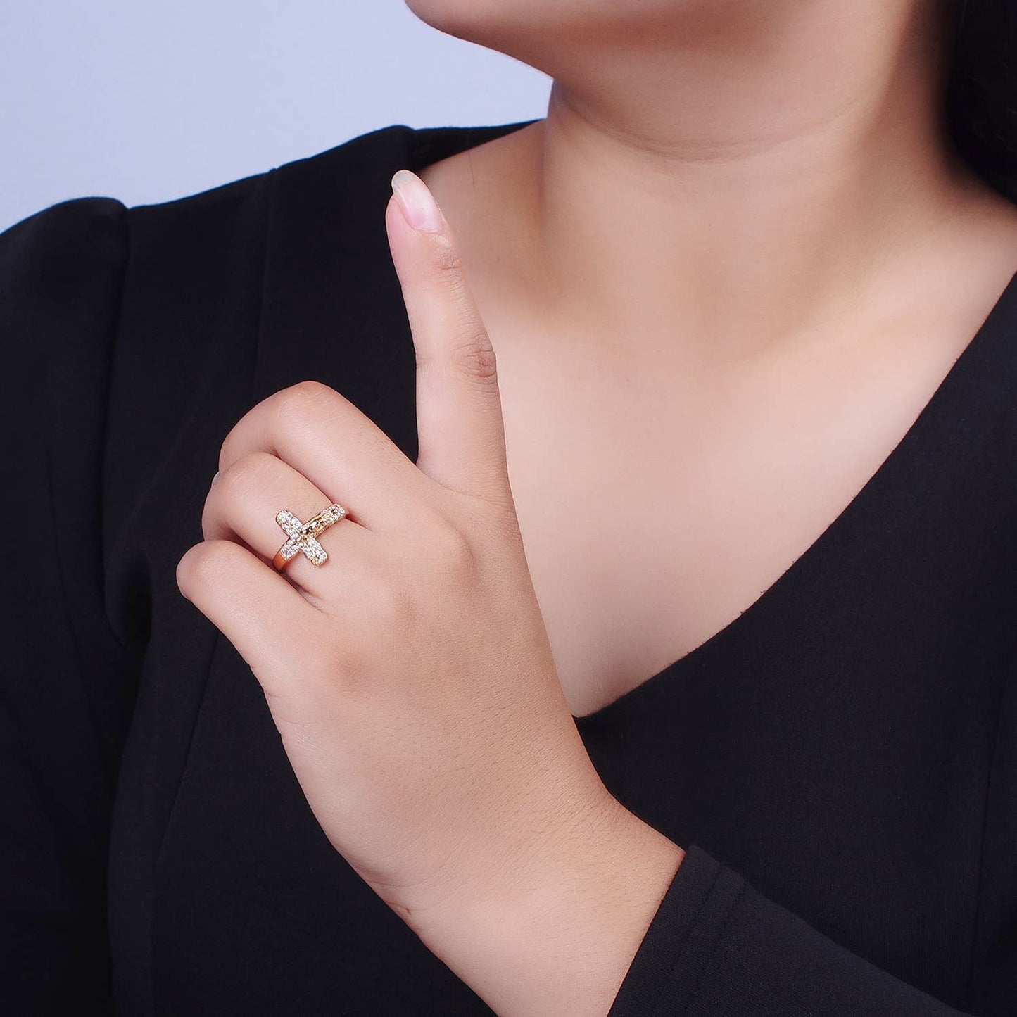 18K Gold Plated Religious Bold Crucifix Catholic Ring