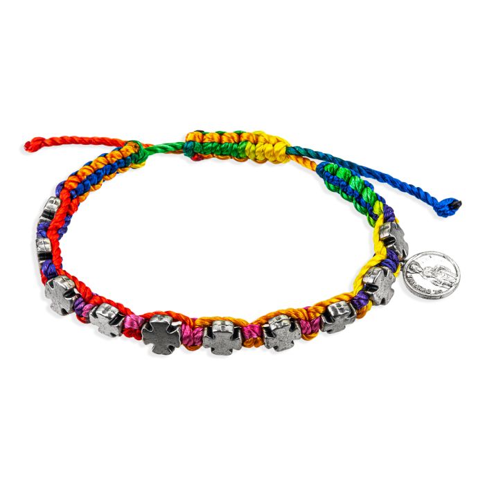 Cross Shaped Blessed Bead Cord Bracelet