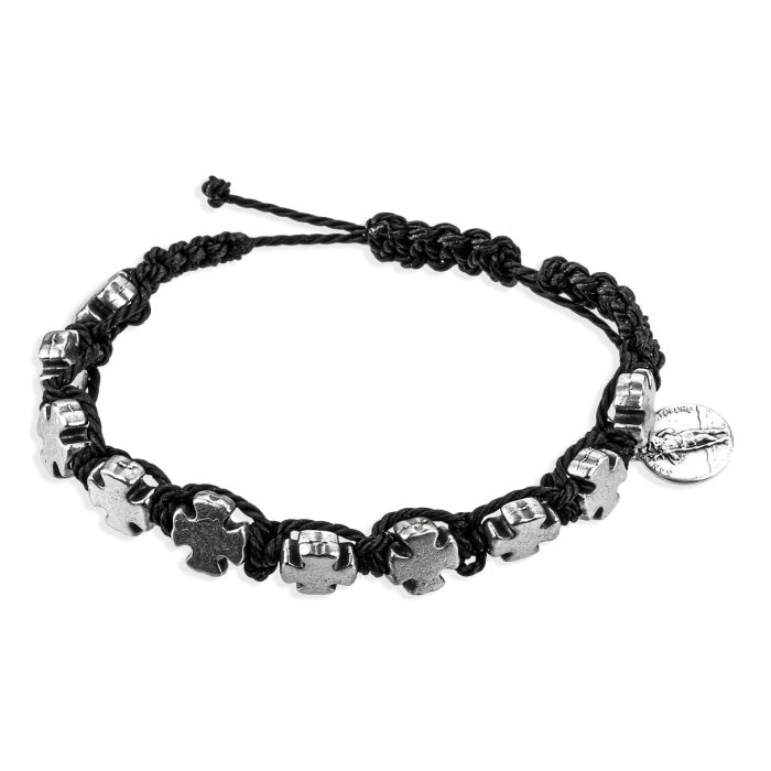 Cross Shaped Blessed Bead Cord Bracelet