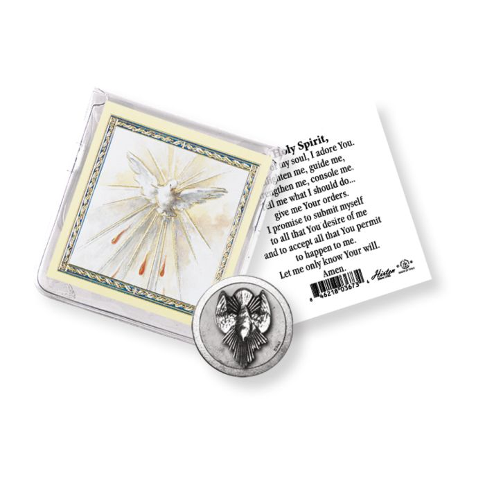 Holy Spirit Pocket Coin (Silver) with a Holy Card