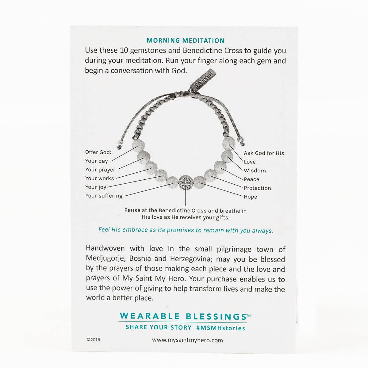 Wake Up and Pray Meditation Bracelet - Hematite