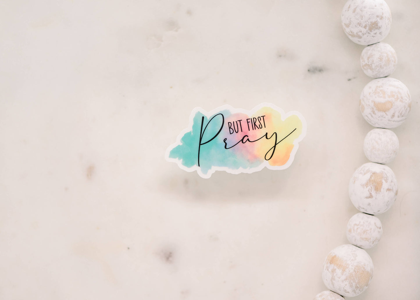 But First Pray Clear Christian, Sticker, 3x3 in