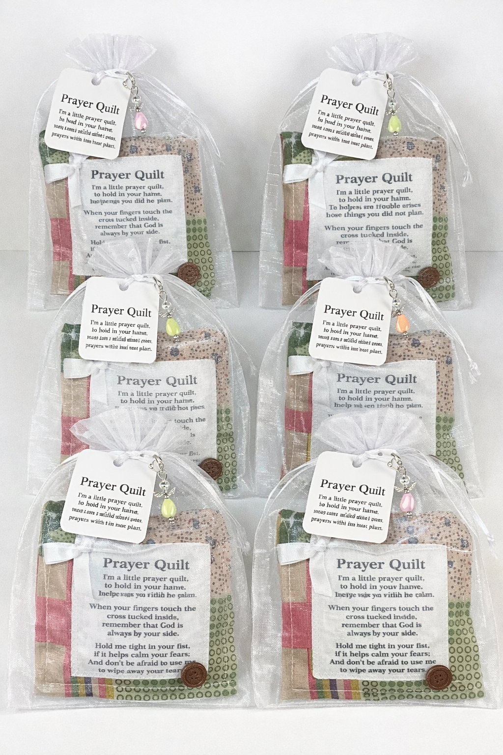 Mini Prayer Quilts – 12-Pack (6 Heart + 6 Square), Gift-Read
