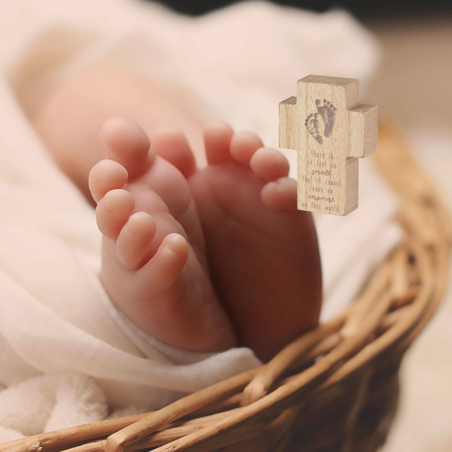 Tabletop Plaque Cross Baby No Foot Small 2.75x4