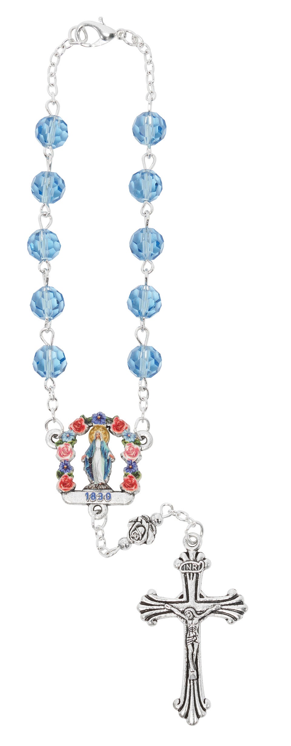BLUE CRYSTAL COLORFUL MIRACULOUS AUTO ROSARY