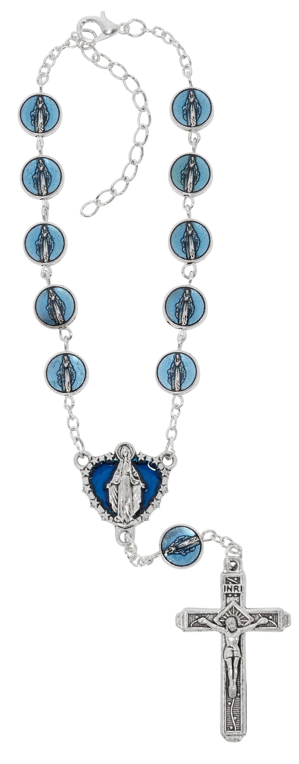 BLUE EPOXY MIRACULOUS AUTO ROSARY