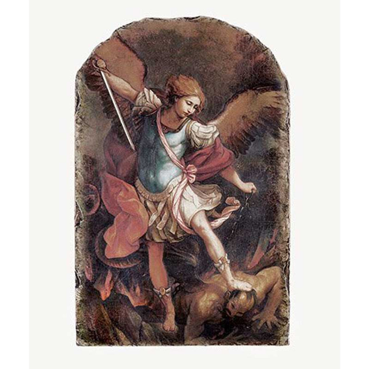 Arched Tile Plaque with Stand - Saint Michael