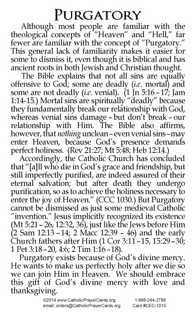 Catholic Evangelization Holy Card: Purgatory